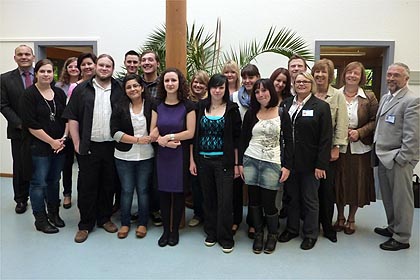 Feierten ihr bestandenes Examen: Die Sch�lerinnen und Sch�ler am Schulstandort Geislingen